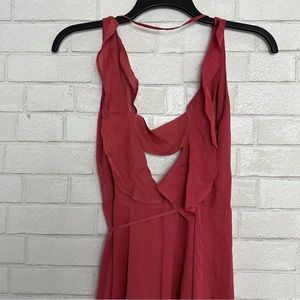Reformation Womens  Maxi Wrap Dress Size XS Sleeveless Ruffle Deep V Coral Rust